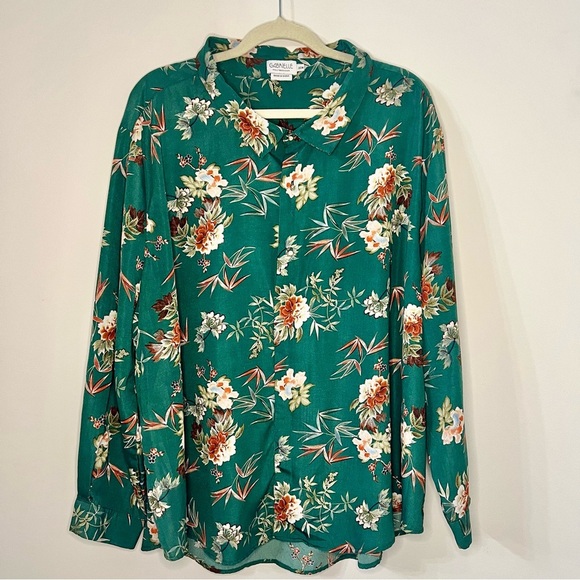25. Molly Bracken Womens Emerald Green Floral Long Sleeve Blouse Spring Office - Picture 2 of 10